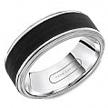 Maharaja Collection 8mm Black Enamel Men's Wedding Band in 14K White Gold