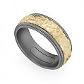 Maharaja Collection Tantalum and 14K Frosted Yellow Gold Textured Men's Wedding Band in 14K Yellow Gold