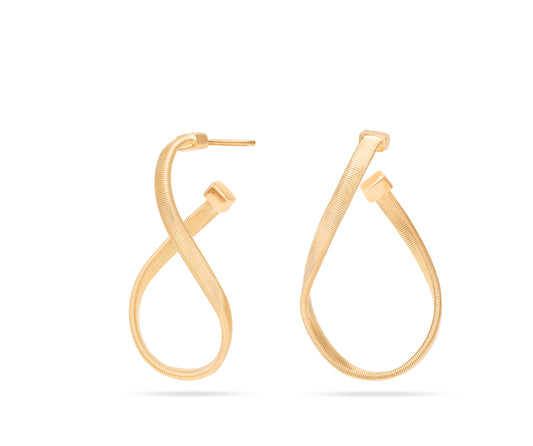 Maharaja Collection Twisted Irregular Small Hoop Earrings in 18K Yellow Gold