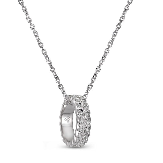 Maharaja Collection Diamond Chevron Spinner Pendant in 14K White Gold (0.12tdw)