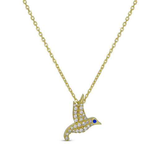 Maharaja Collection Hummingbird Diamond Necklace in 14K White Gold (0.10ct)