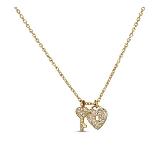 Maharaja Collection Diamond Lock & Key Necklace (0.14ct) in 14K White Gold
