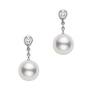 Maharaja Collection Classic Akoya Cultured Pearl and Diamond Drop Earrings in 14K White Gold (0.16tdw)