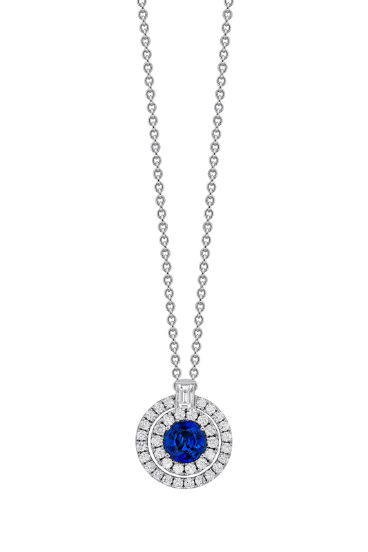 Maharaja Collection Round Diamond and Round Sapphire Pendant in 18K Gold (2.46ct)