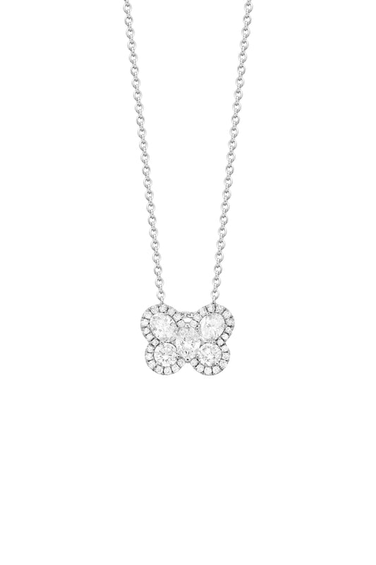 Maharaja Collection Diamond Butterfly Necklace in 18K White Gold (0.78tdw)