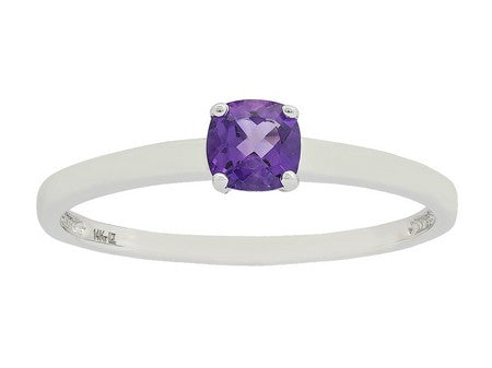 Maharaja Collection Round Amethyst Ring in 14K White Gold (0.27ctw)