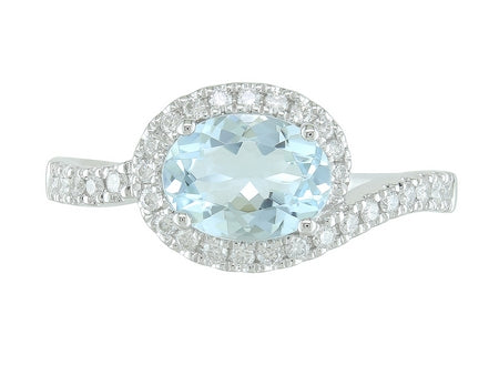 Maharaja Collection Aquamarine and Diamond Ring in 14K White Gold (1.33ct)