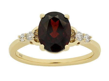 Maharaja Collection Oval Garnet and Round Diamond Ring in 14K Yellow Gold (2.51ctw)
