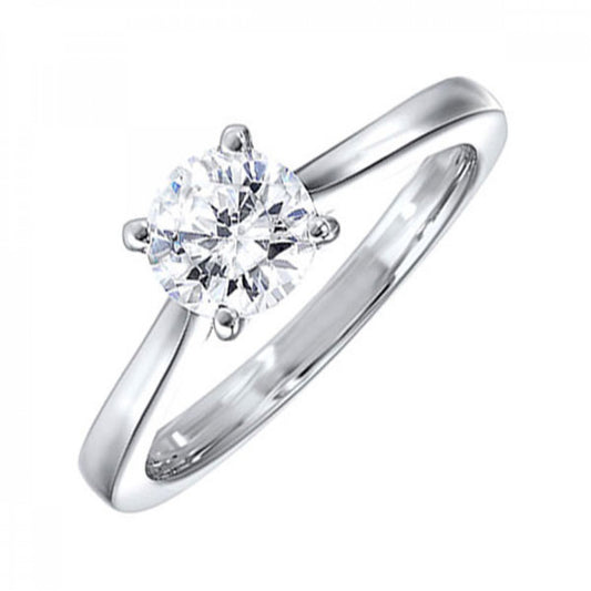 Maharaja Collection Round Solitaire Diamond Ring in 14K White Gold (0.50ct)