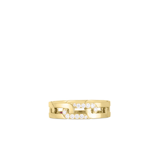 Maharaja Collection Round Diamond Chain Style Ring in 18K Yellow Gold (0.12ctw)