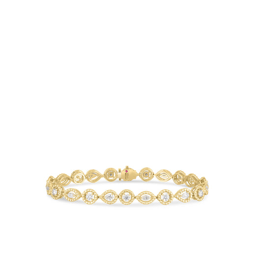 Maharaja Collection Round Diamond Dolcetto Alternating 3Stone Bracelet in 18K Yellow Gold (1.9ct)