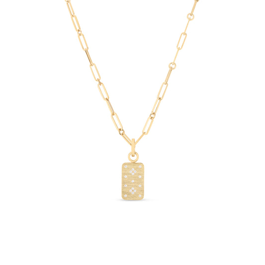 Maharaja Collection Princess Diamond Dog Tag Necklace in 18K Yellow Gold (0.15tdw)