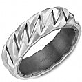 Maharaja Collection Men's Frosted White Gold & Tantalum Wedding Band in 14K