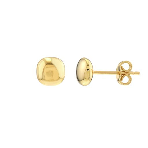 Maharaja Collection Flat Round Pebble Stud Earrings in 14K Yellow Gold