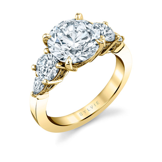 Maharaja Collection Three Stone Semi-Mount Engagement Ring in 14K White Gold (1.50ctw)