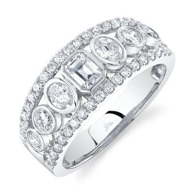 Maharaja Collection Emerald and Oval Diamond Ring in 14K White Gold (1.25ct)