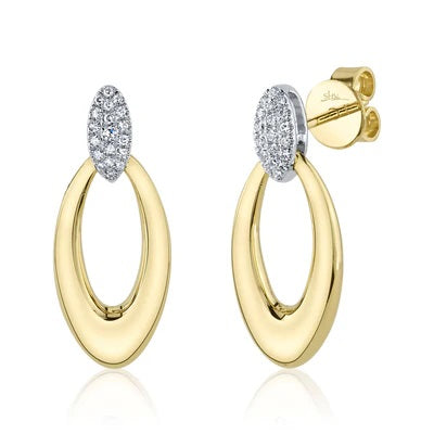 Maharaja Collection Oval Diamond Earrings in 14K White Gold (0.09ct)