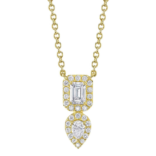 Maharaja Collection Diamond Emerald Pear Necklace in 14K White Gold (0.75ct)