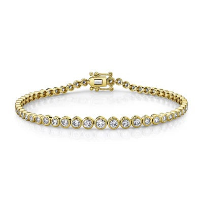 Maharaja Collection Round Bezel Set Diamond Tennis Bracelet in 14K Yellow Gold (1.90ctw)