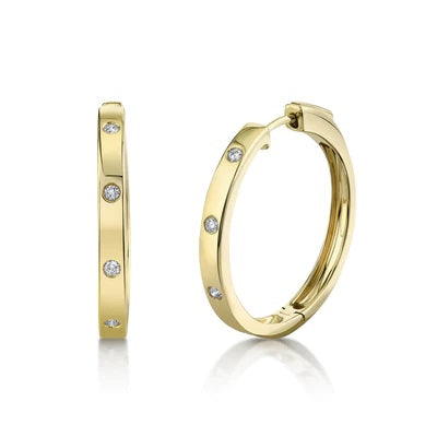 Maharaja Collection Round Diamond Hoop Earrings in 14K Yellow Gold (0.15ct)
