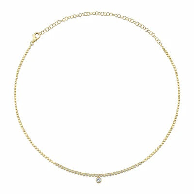 Maharaja Collection Round Diamond Bezel Necklace in 14K White Gold (0.69ct)