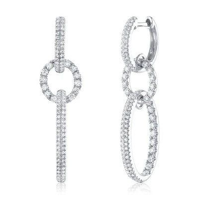 Maharaja Collection Oval Diamond Earrings in 14K White Gold (1ct)