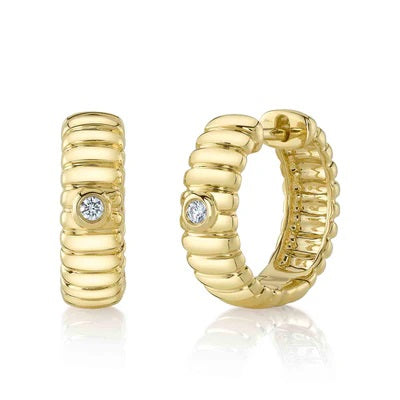 Maharaja Collection Diamond Bezel Hoop Earrings in 14K White Gold (0.05ct)