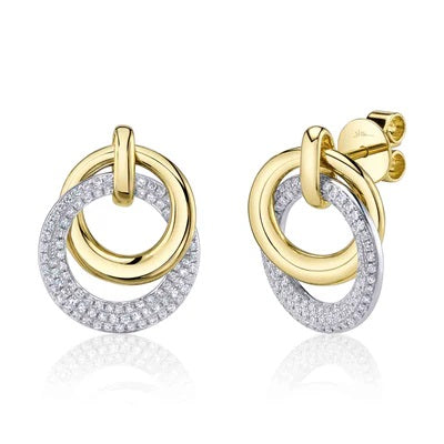Maharaja Collection Diamond Pave Circle Earrings in 14K White Gold (0.40ct)