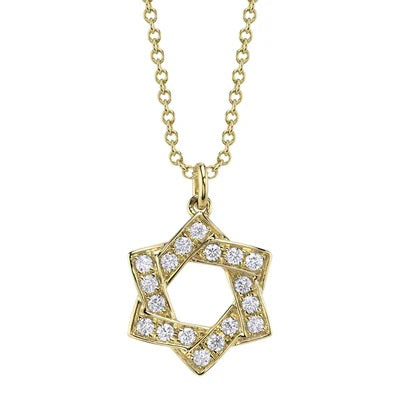 Maharaja Collection Star of David Diamond Necklace in 14K Yellow Gold (0.24tdw)