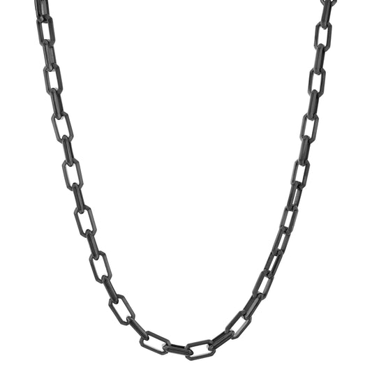 Maharaja Collection Rectangular Link Chain Necklace, 24" in Gunmetal Stainless Steel