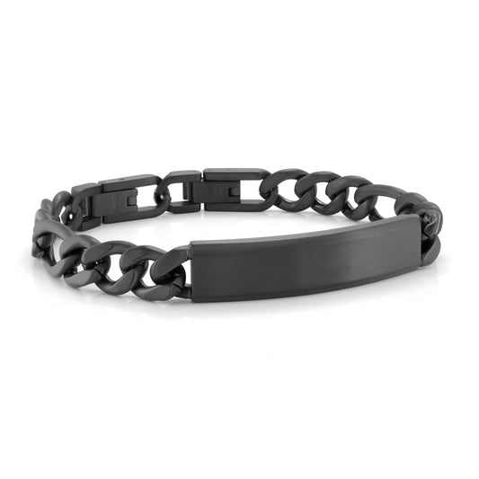 Maharaja Collection Fiagro Link ID Bracelet in Matte Black Stainless Steel