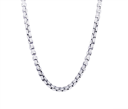 Men's Stainless Steel Round Box Link Chain, 24"