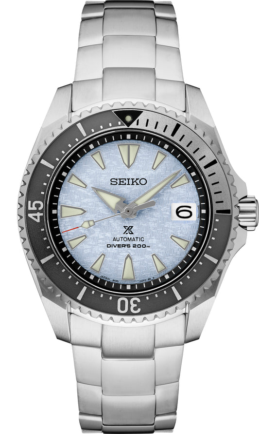 Seiko Luxe Prospex Cave Diver's Automatic Light Blue Dial Watch in Stainless Steel