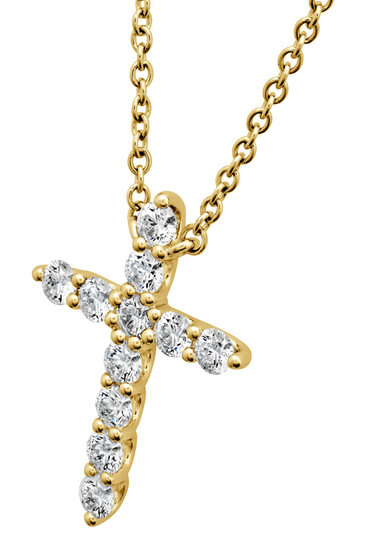 Maharaja Collection Hearts On Fire Signature Cross Pendant with 0.48ctw GH VS-SI Diamonds in 18K Yellow Gold (0.48ctw)