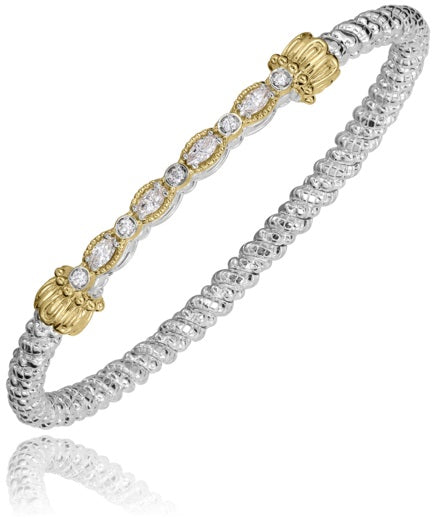 Maharaja Collection Round Diamond Bracelet in Sterling Silver & 14K Yellow Gold (0.58ctw)