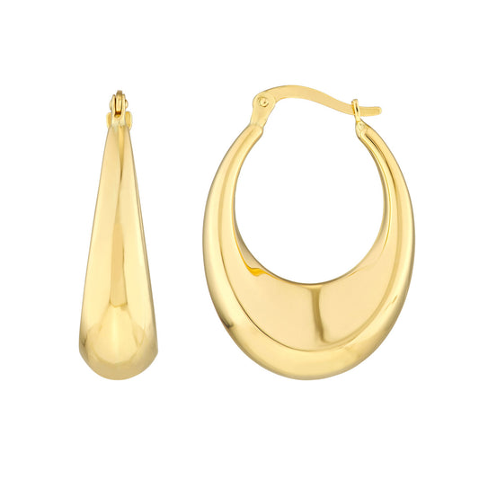Maharaja Collection Graduated Puff Polished Hoop Earrings in 14K Yellow Gold
