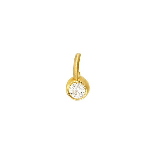 Maharaja Collection Round Diamond Bezel Pendant Necklace in 14K White Gold (0.01ctw)