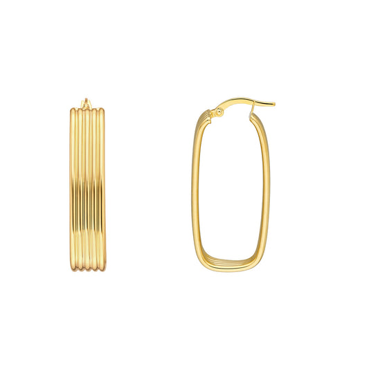 Maharaja Collection Ribbed Hoop Earrings in 14K Yellow Gold