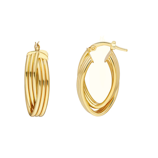 Maharaja Collection Oval Hoop Earrings in 14K Yellow Gold