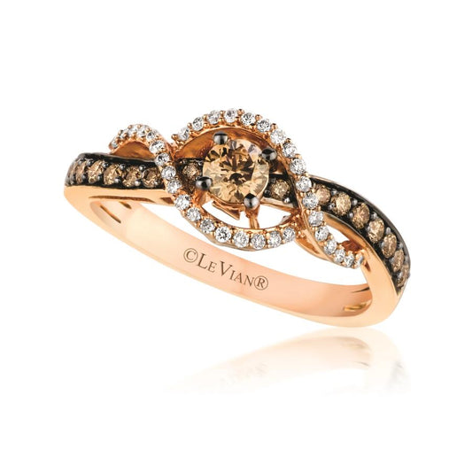 Maharaja Collection Le Vian Chocolatier® Chocolate and Vanilla Diamond Ring in 14K Strawberry Gold® (0.6ct)