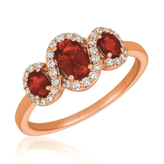 Maharaja Collection Round Passion Ruby™ and Vanilla Diamond Ring in 14K Strawberry Gold® (1.13ct)