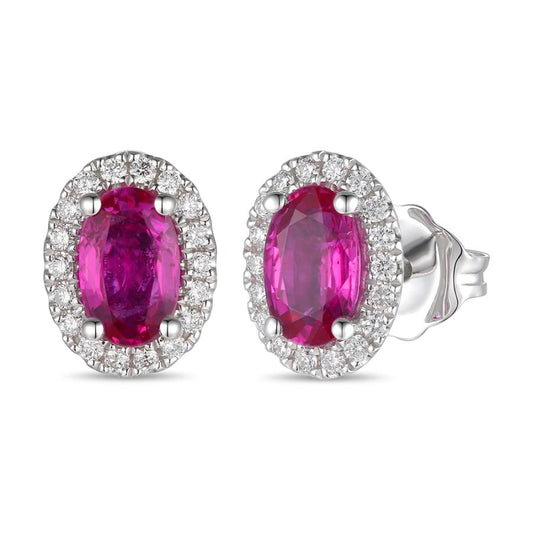 Maharaja Collection Passion Ruby and Vanilla Diamond Earrings in 14K Vanilla Gold (0.99ct)