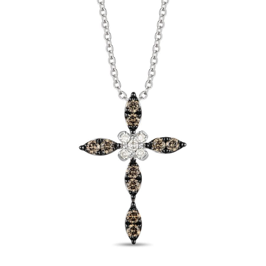 Le Vian Nude and Chocolate Diamond Cross Pendant in 14K Vanilla