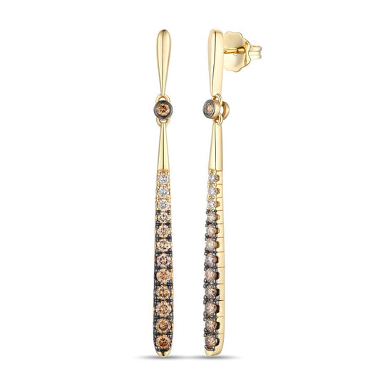 Maharaja Collection Ombre Earrings with Chocolate Ombré Diamonds in 14K Honey Gold