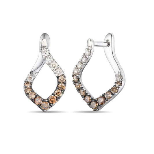 Maharaja Collection Ombre Earrings with Chocolate Ombré Diamonds in 14K Vanilla Gold (0.54ct)