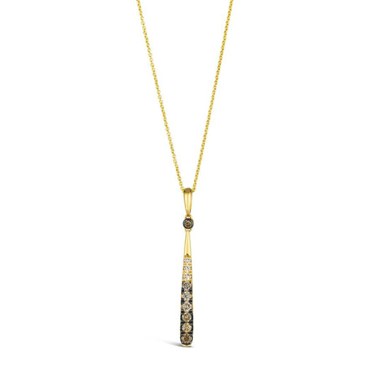 Maharaja Collection Round Chocolate Ombre Diamond Pendant in 14K Honey Gold (0.41ctw)