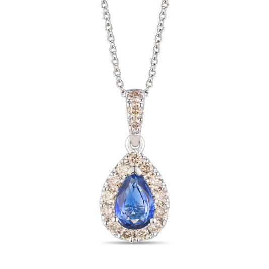 Maharaja Collection Blueberry Sapphire and Nude Diamond Pendant in Vanilla Gold (0.66ct)