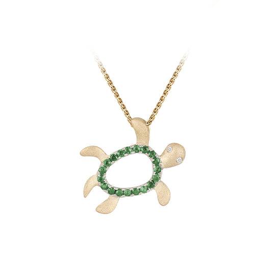 Maharaja Collection Hawaiian Petroglyph Pendant with Diamond & Tsavorite in Silver (0.15tcw)