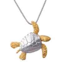 Maharaja Collection Turtle Pendant with Round Diamond Accent in Two-Tone Gold (0.02ct)