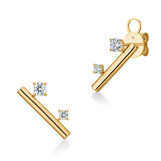 Maharaja Collection Barre Floating Diamond Climber Earrings in 18K Yellow Gold (0.30ctw)